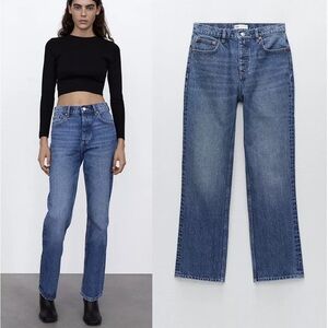 Zara hi rise straight leg jeans